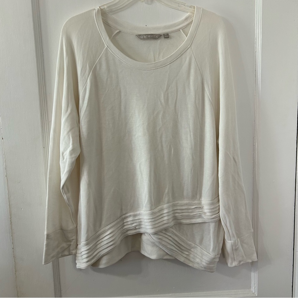 Athleta Serenity Criss Cross Long Sleeve Cream White